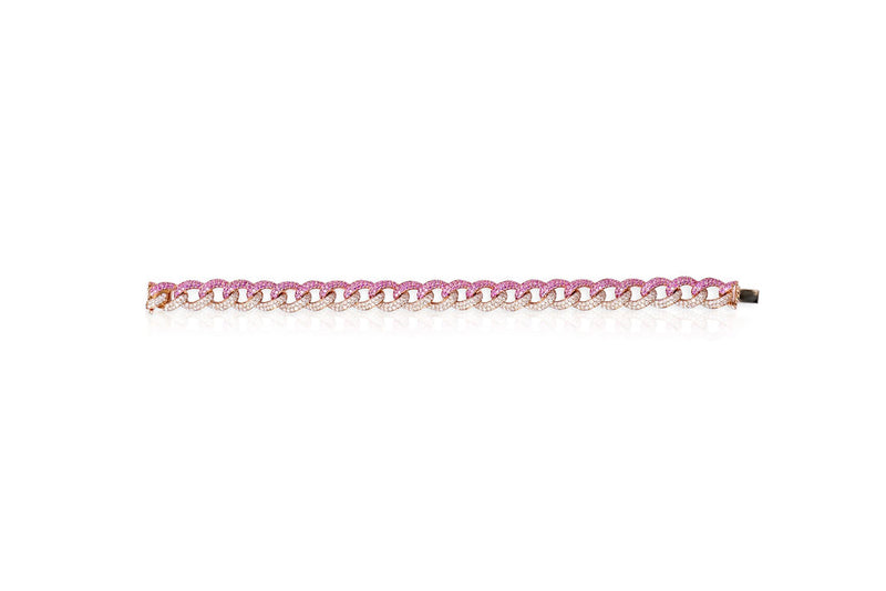Diamond & Pink Sapphire Link Bracelet