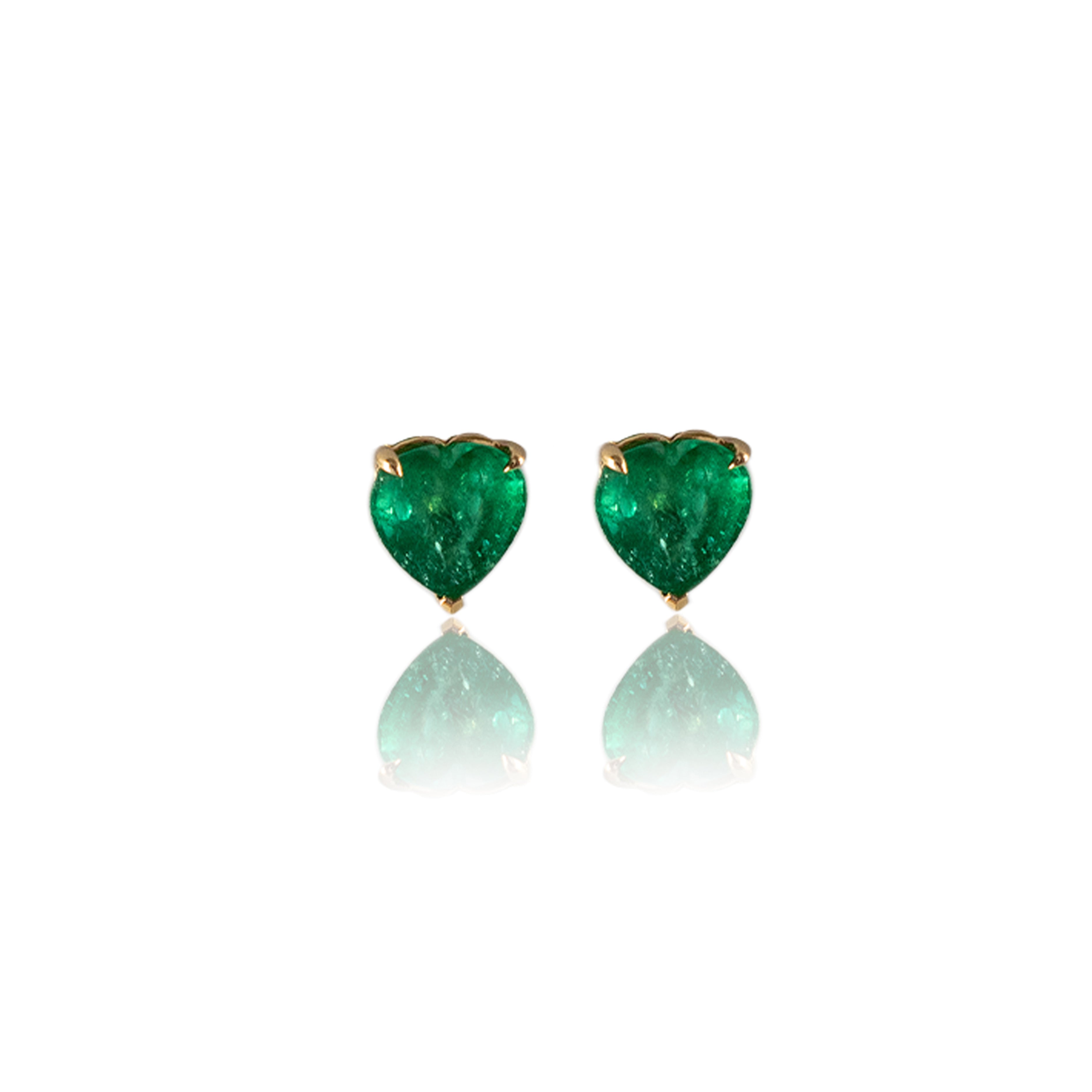 Heart shaped emerald earrings store