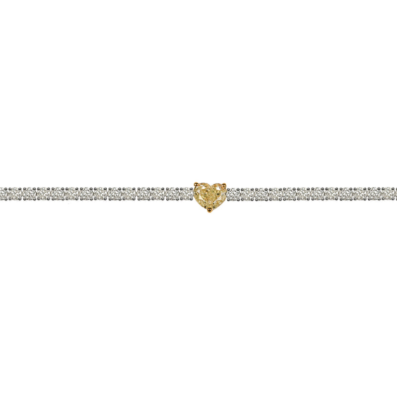 Yellow Heart Diamond Tennis Bracelet