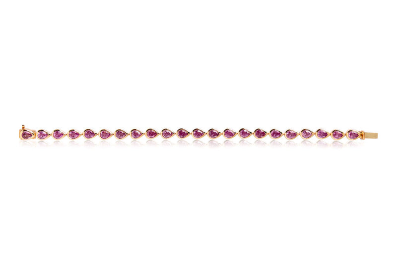 Pink Sapphire Pear Tennis Bracelet (Bezel Set)