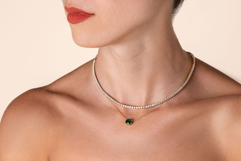 Emerald Rock Necklace (Octagon Shape)