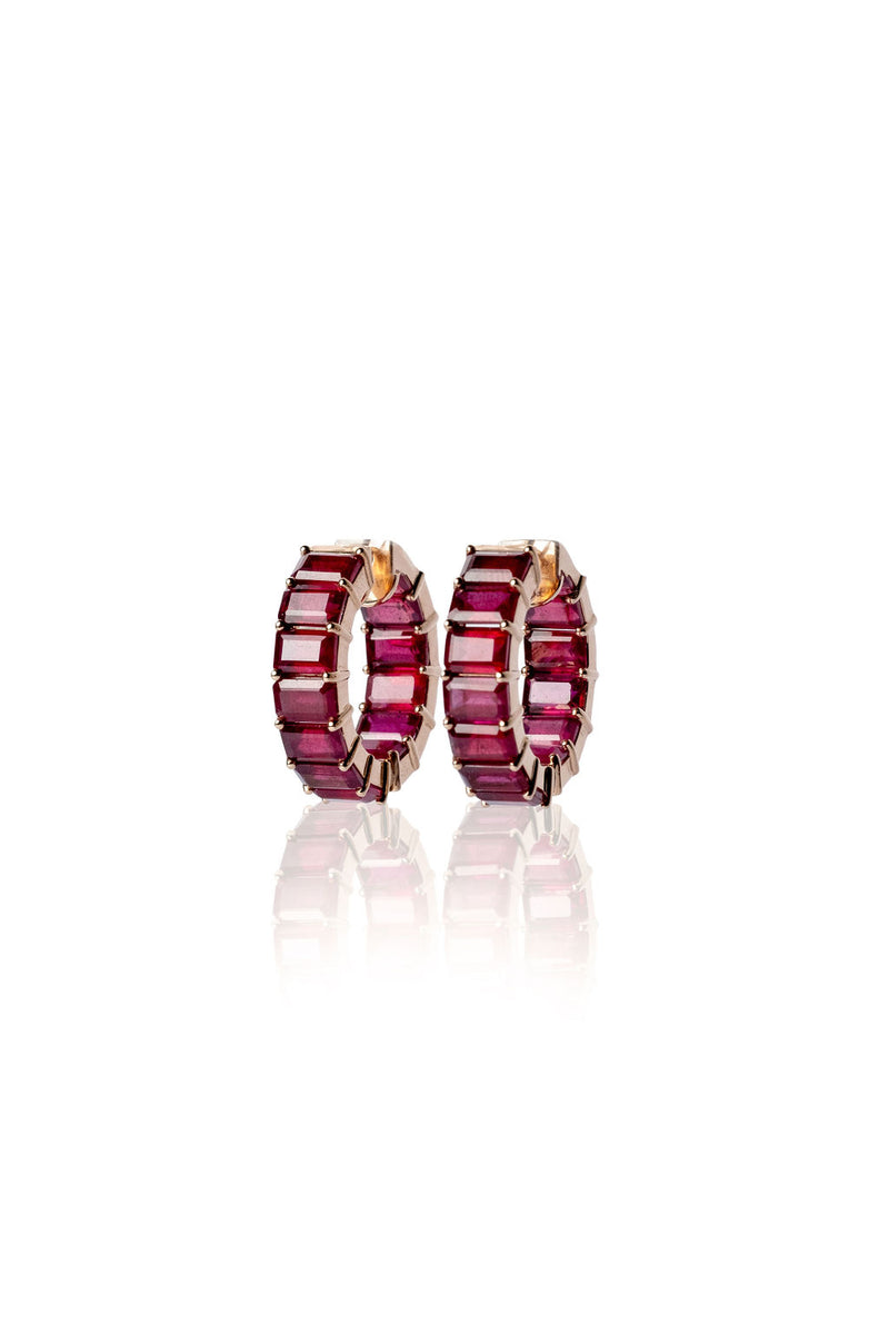 Ruby Hoops (Emerald-Cut)