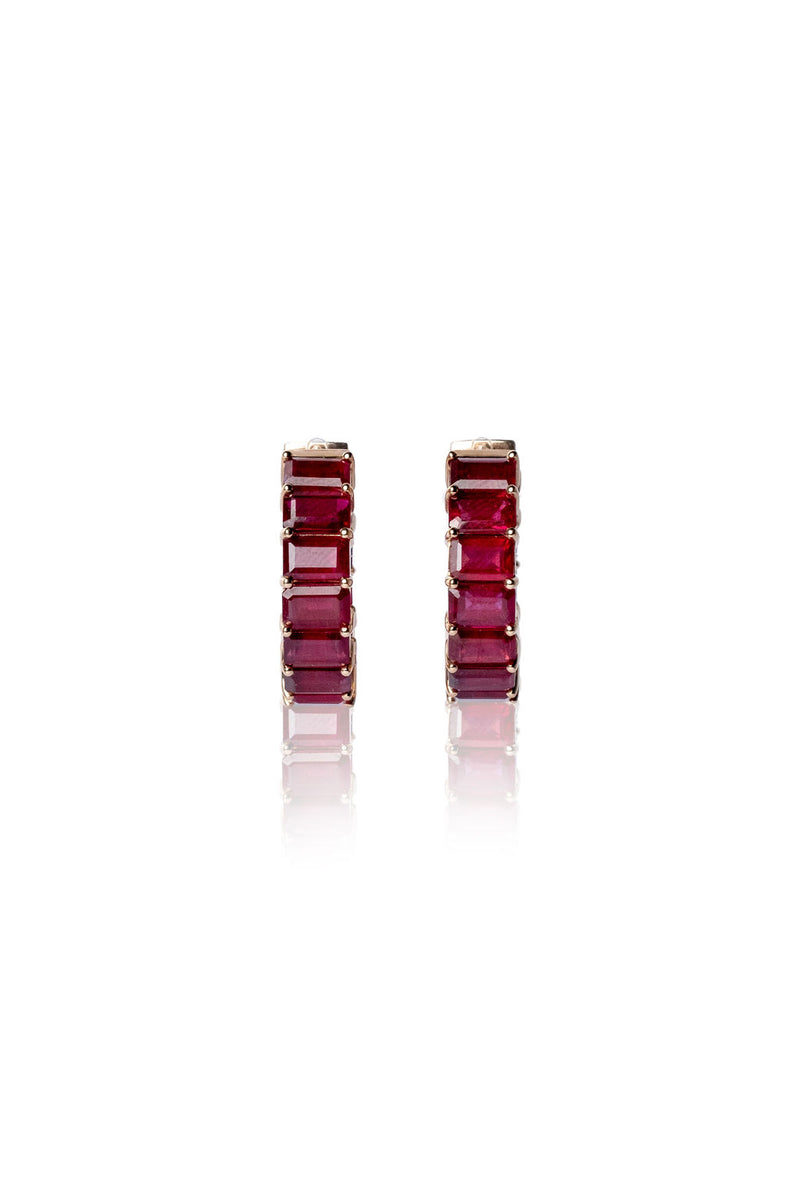 Ruby Hoops (Emerald-Cut)