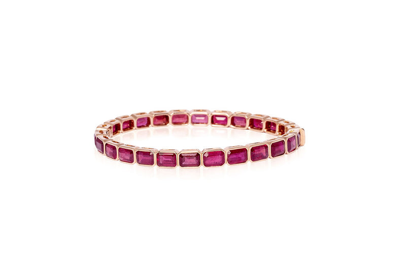 Bezel Set Ruby Bangle (Emerald-Cut)