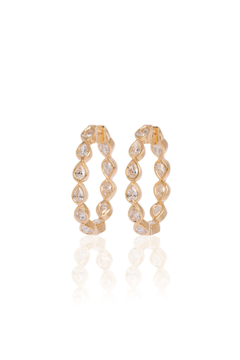 Pear Cut Diamond Hoops (Bezel Set)