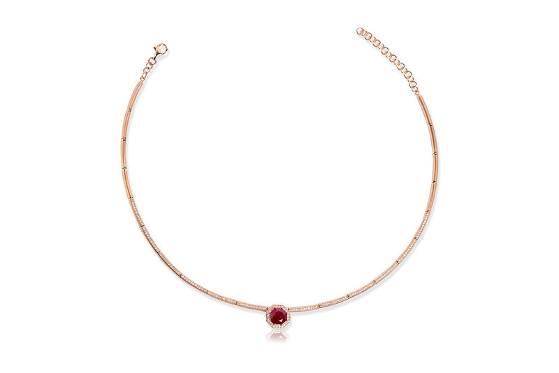 The Golden Enamoured Necklace (Ruby Octagon)