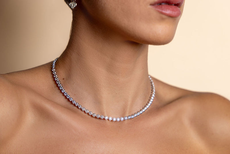 Round Diamond Tennis Necklace (Bezel-Set)