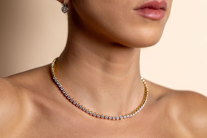Round Diamond Tennis Necklace (Bezel-Set)