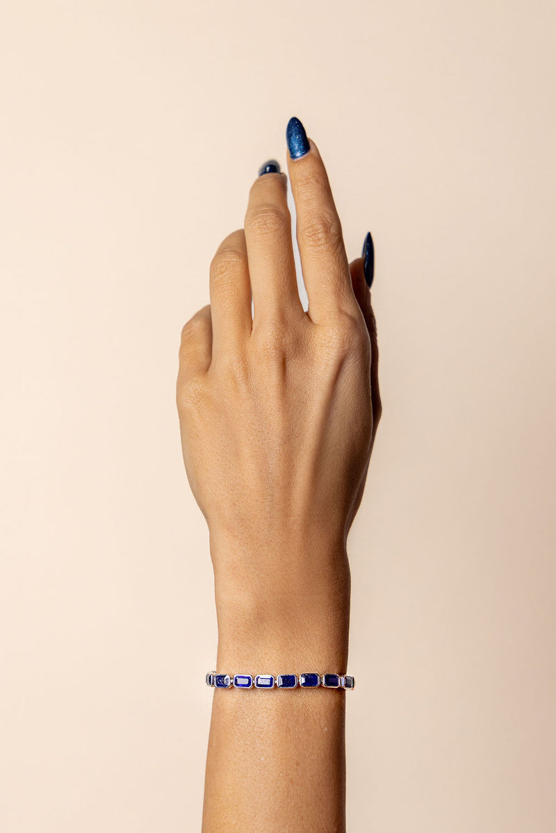 Blue Sapphire Tennis Bracelet (Bezel-Set)