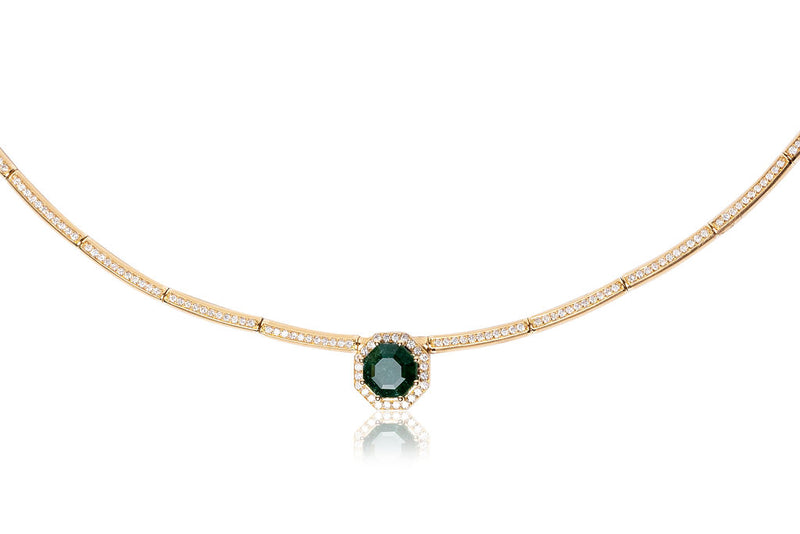 The Golden Enamoured Necklace (Emerald Octagon)