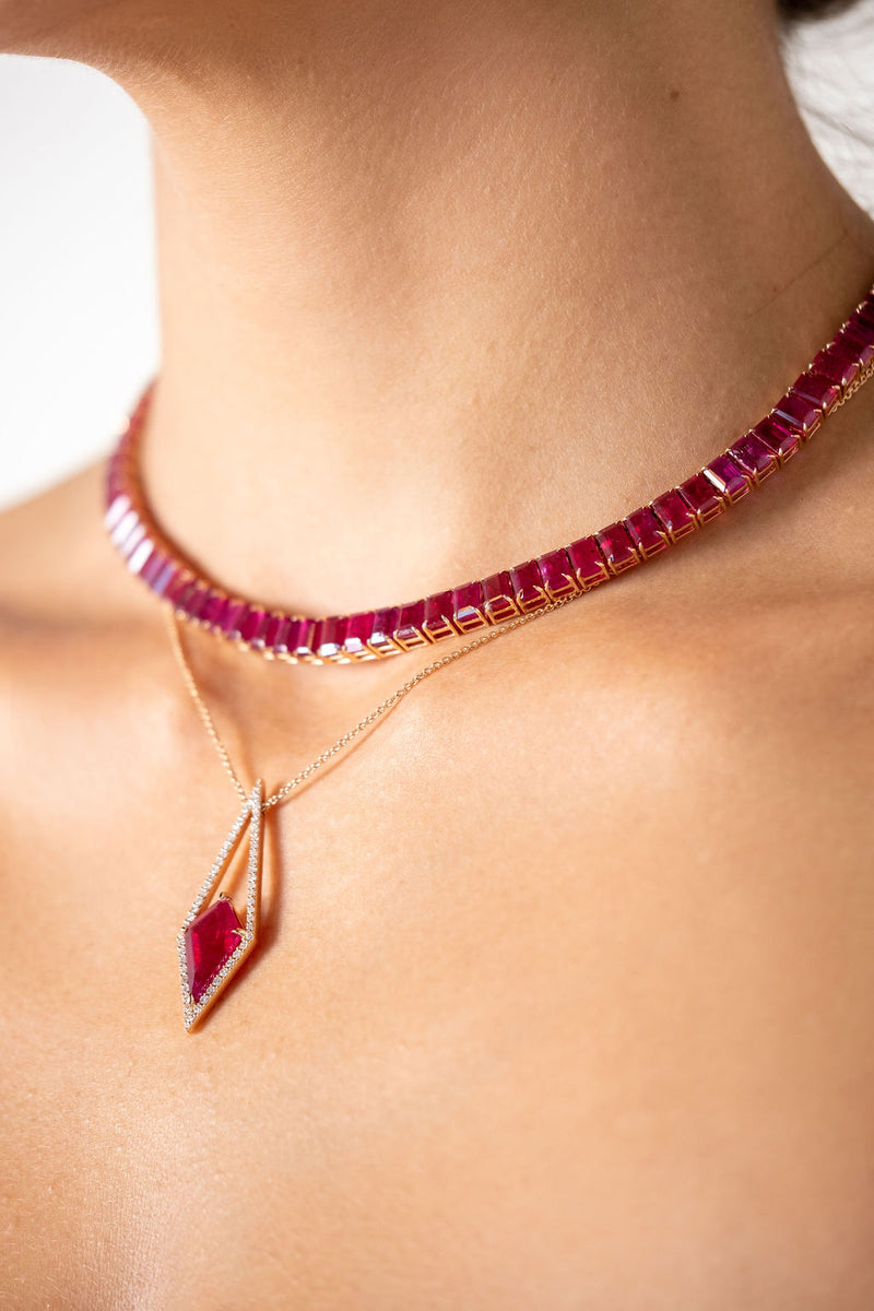 Buy Ruby Tennis Necklace for Women-ruby Jewelry-gemstone Necklace-anniversary  Necklace-silver Necklace-red Gemstone Necklace-gift for Daughter Online in  India - Etsy