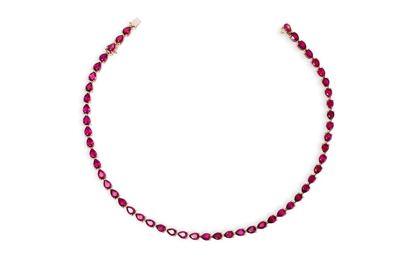 Ruby Tennis Necklace (Pear-Cut)