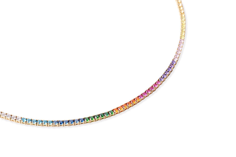 Rainbow Tennis Necklace (Round-Cut)
