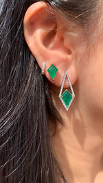 Emerald Kite Earrings (Diamond Framed)