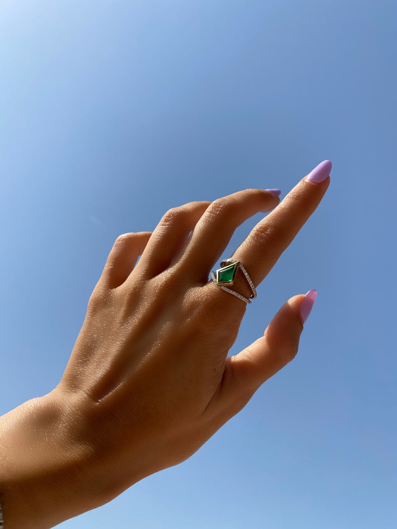 Diamond & Emerald Kite Ring