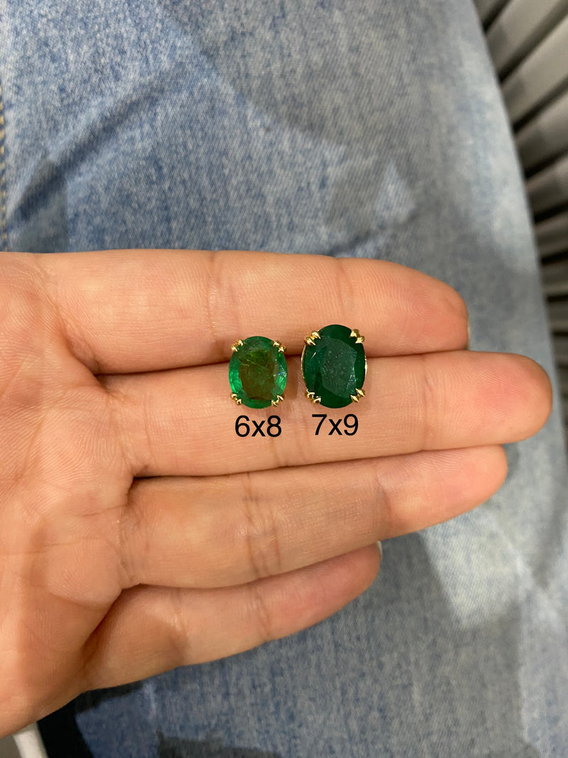 Emerald Studs (Oval-Cut)
