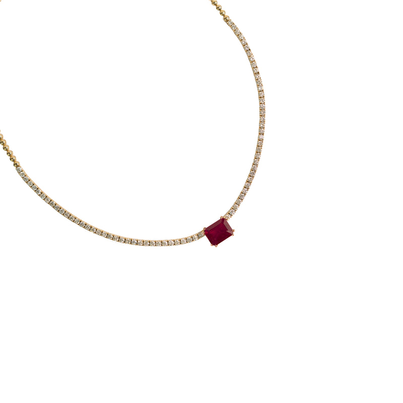 Buy UNHEATED Ruby Diamond Tennis Necklace 14K Gold Untreated Estate Ruby  Necklace Ruby Birthstone Wedding Anniversary Gift No Heat Ruby Necklace  Online in India - Etsy