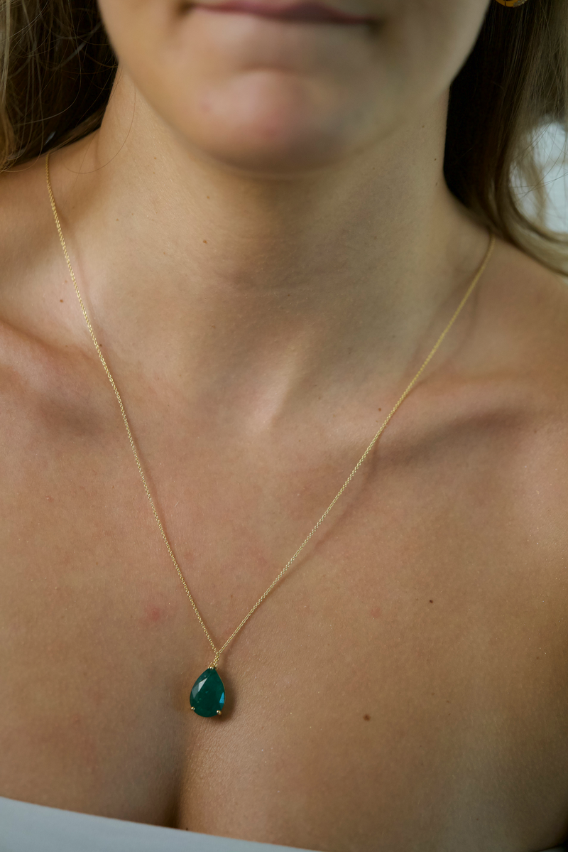 Large Emerald Rock Necklace Pear