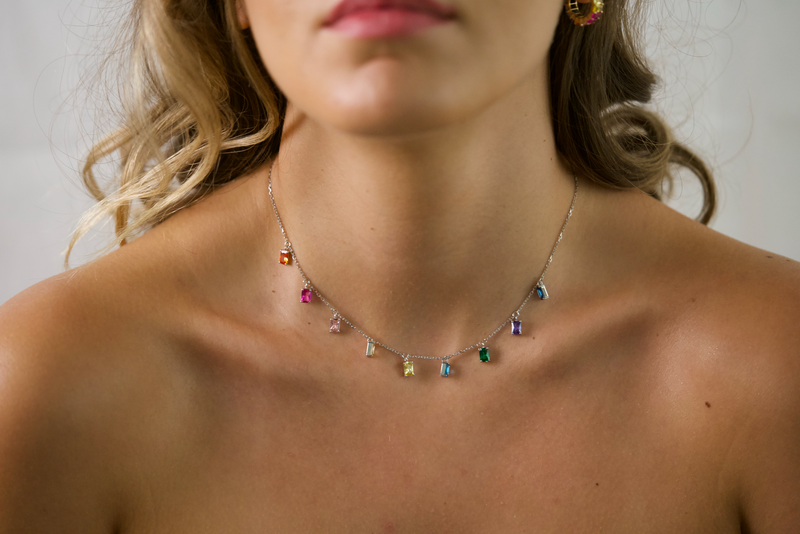 Rainbow Rock Necklace (Emerald-Cut)