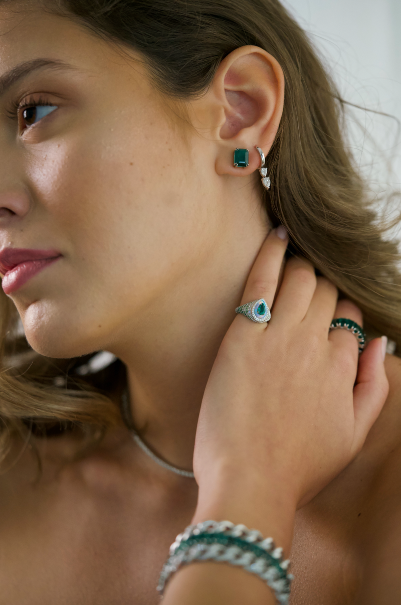 Large 2025 emerald earrings